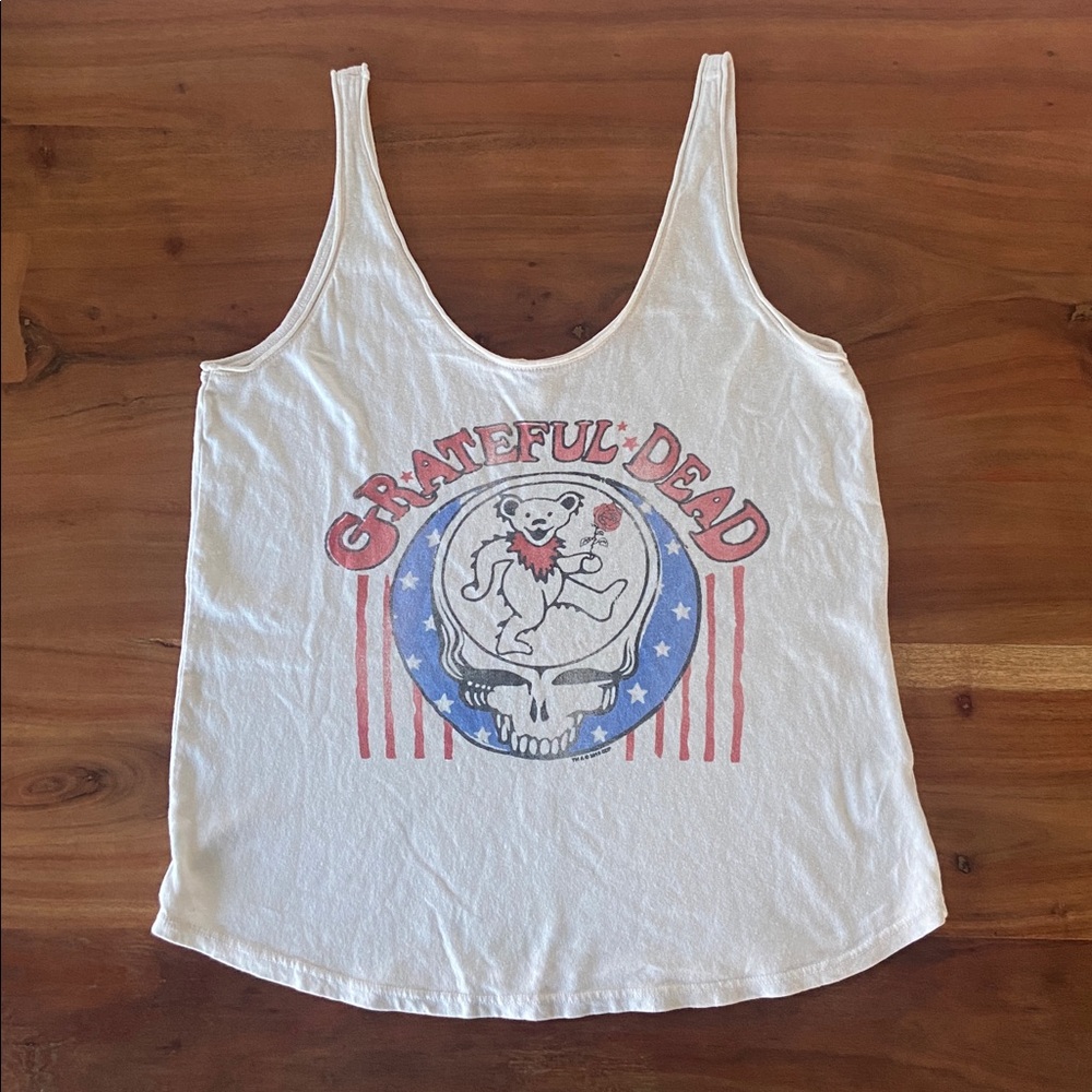 Junk Food Grateful Dead cream tank top scoop neck shirt vintage band tee small - Picture 3 of 16
